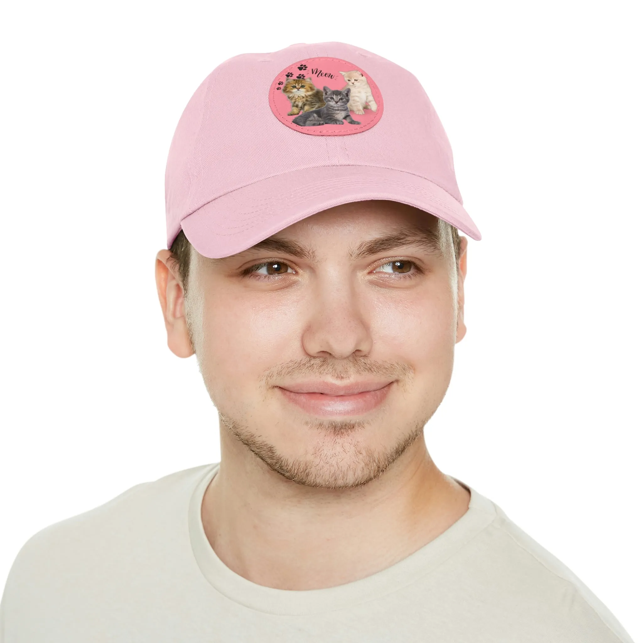 Three Persian Cats Meow POD Cat  Dad Hat with Leather Patch (Round)