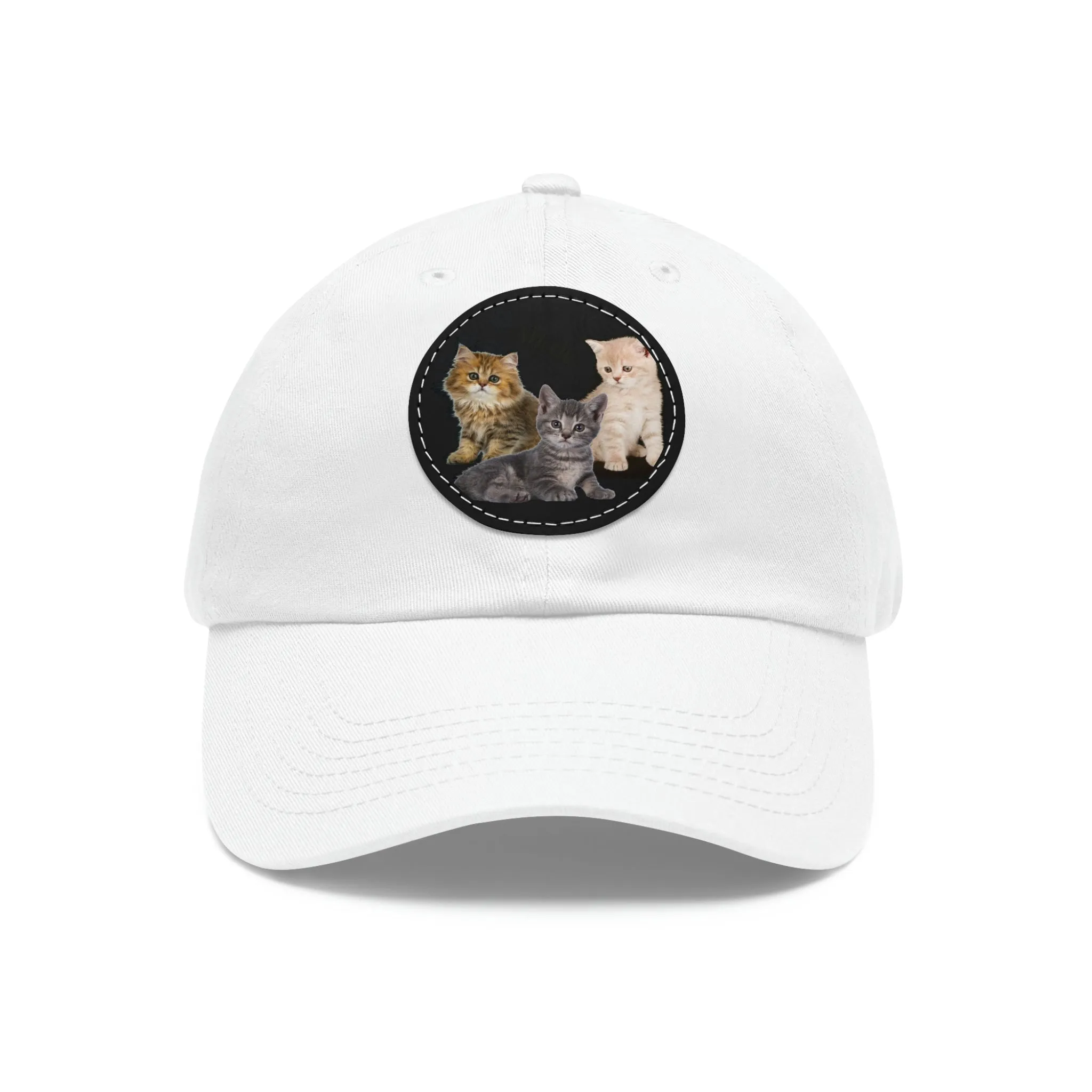 Three Persian Cats Meow POD Cat  Dad Hat with Leather Patch (Round)