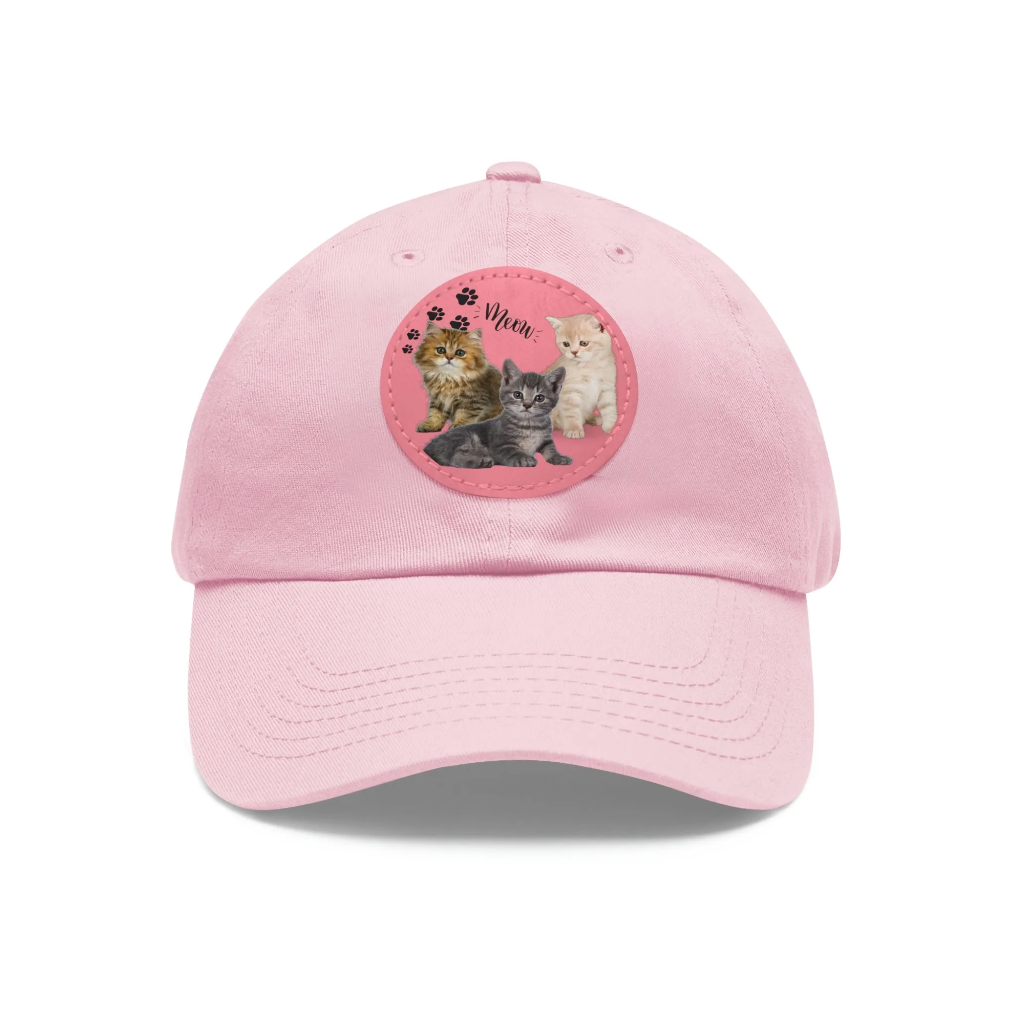 Three Persian Cats Meow POD Cat  Dad Hat with Leather Patch (Round)