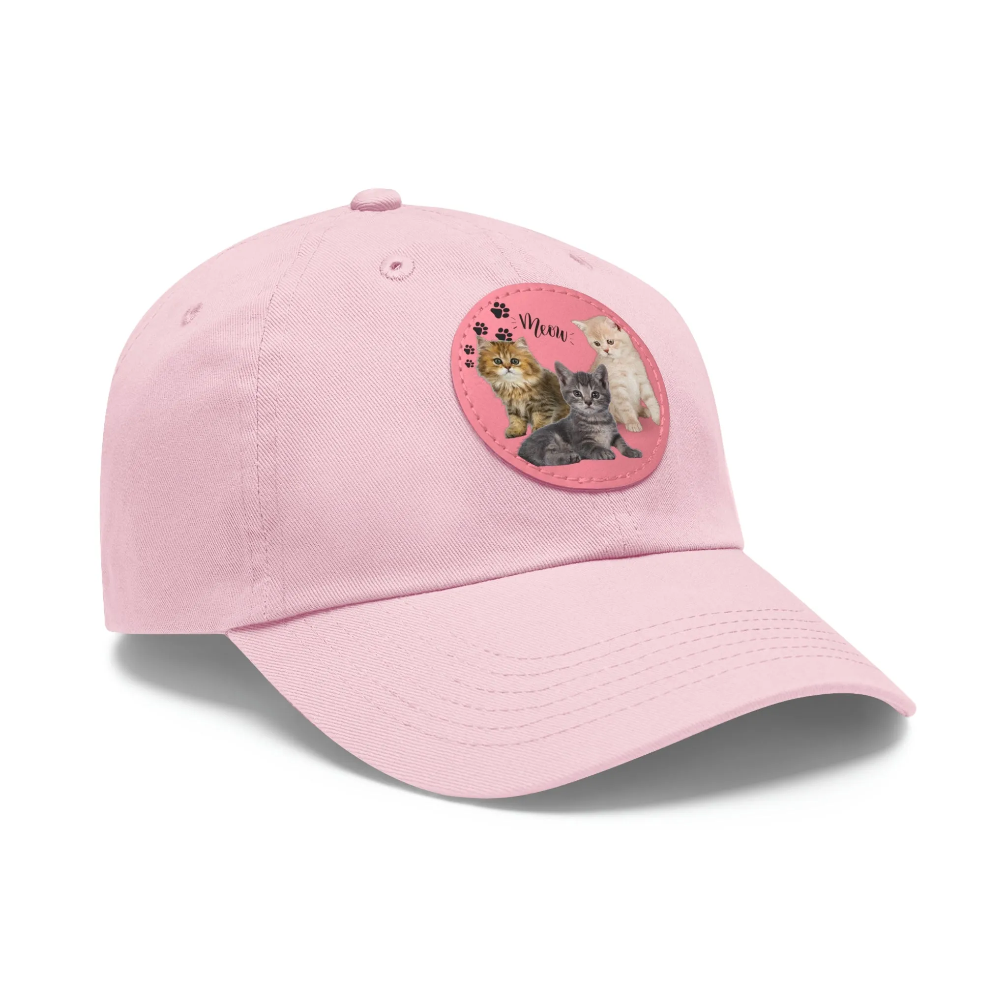 Three Persian Cats Meow POD Cat  Dad Hat with Leather Patch (Round)