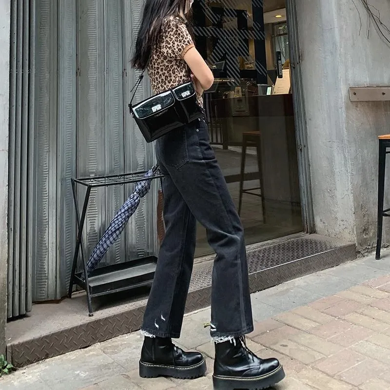 Two Colored Blue Black Grunge Aesthetic Denim Pants