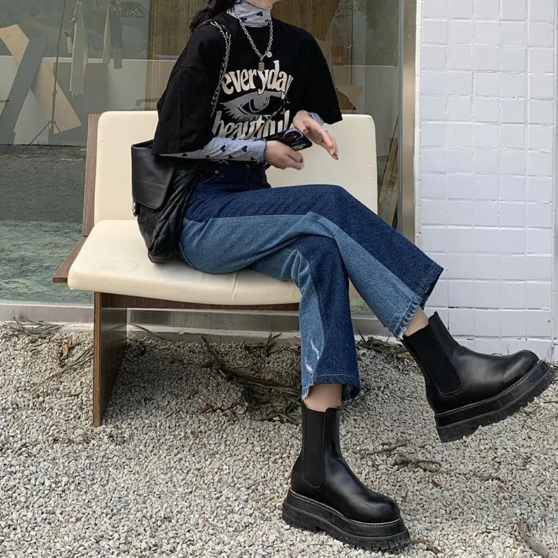 Two Colored Blue Black Grunge Aesthetic Denim Pants