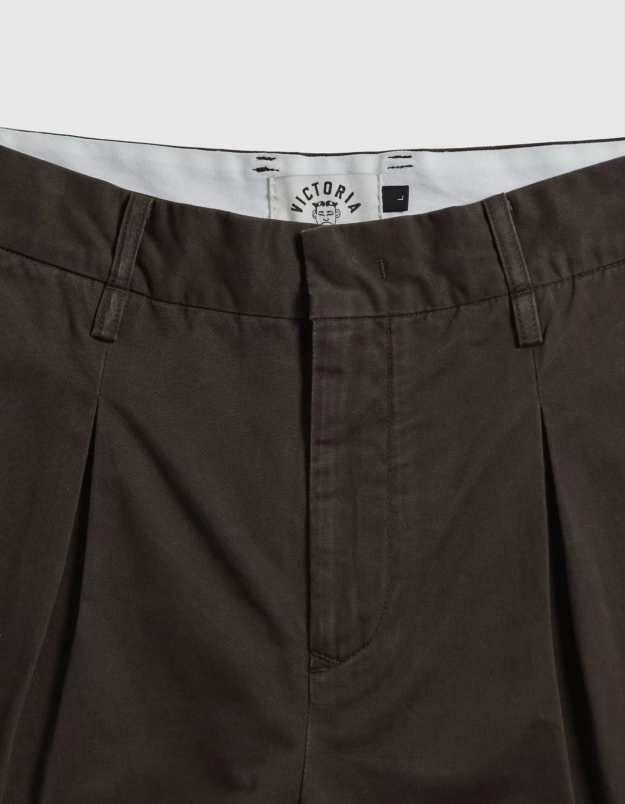 Victoria - Inverted Pleats Chino Pants [WASHED CHOCOLATE]