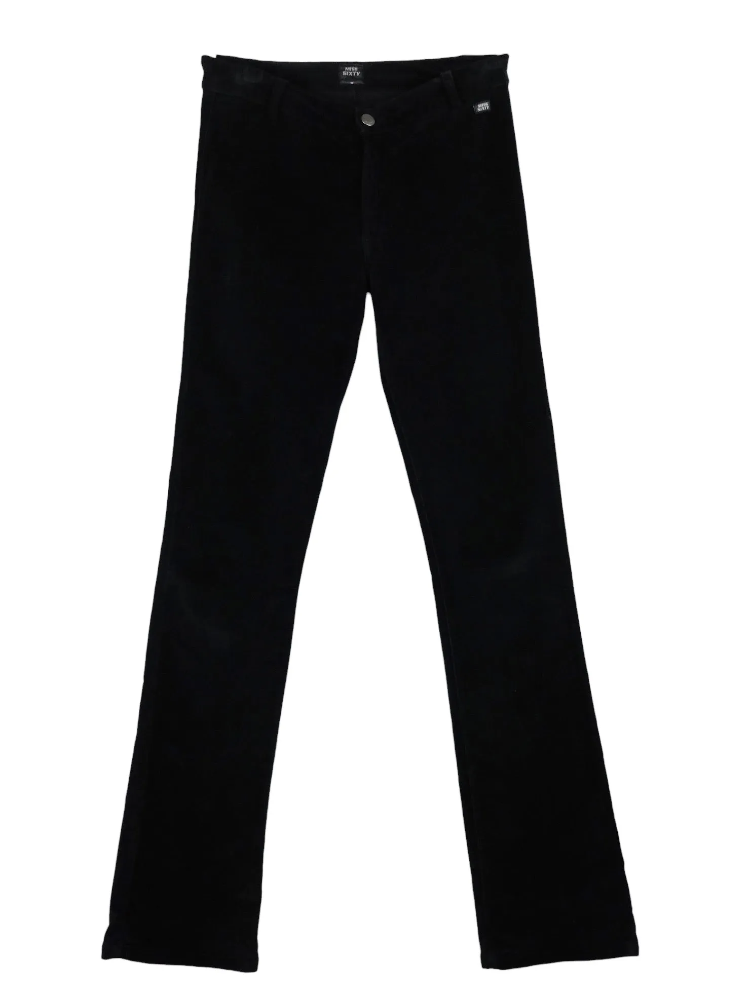 Vintage 2000s Y2K Miss Sixty Grunge Black Mid-Rise Velour Straight Leg Trouser Pants