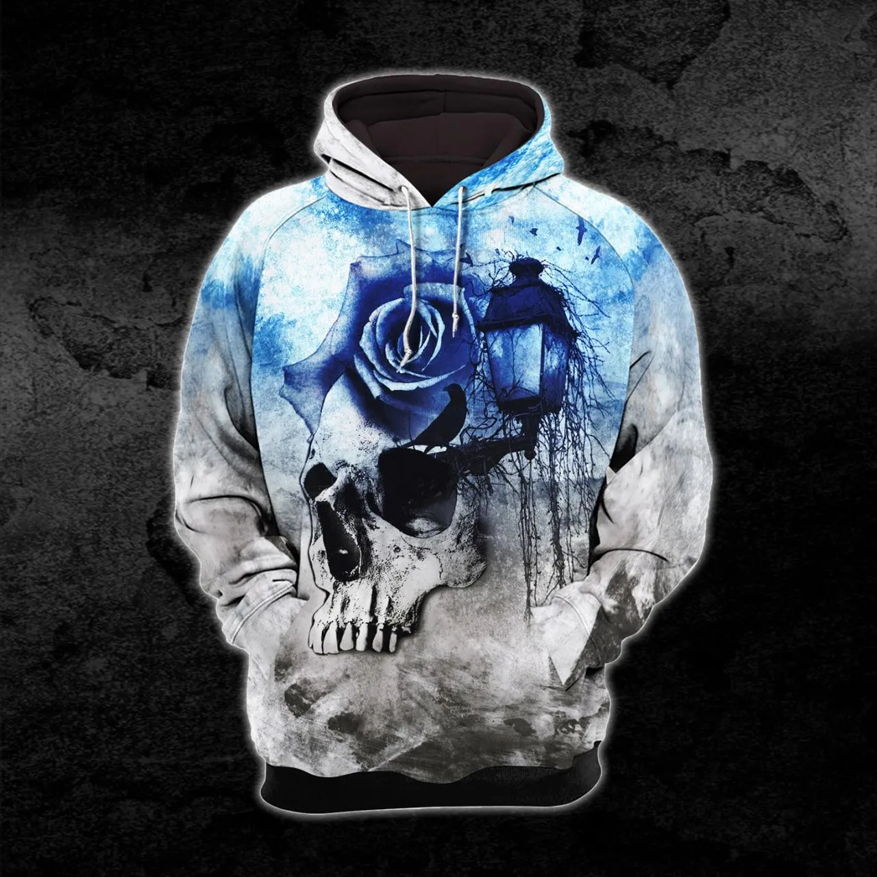 Vintage Gothic Horor Skull Flower Combo Hoodie and Leggings