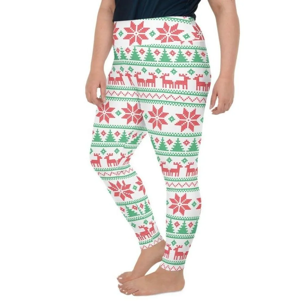 Vintage Knit Print Plus Size Leggings