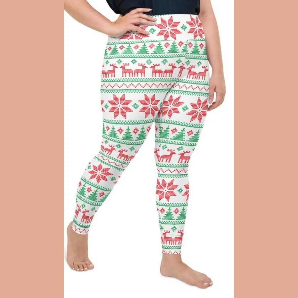 Vintage Knit Print Plus Size Leggings