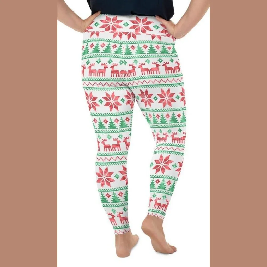 Vintage Knit Print Plus Size Leggings