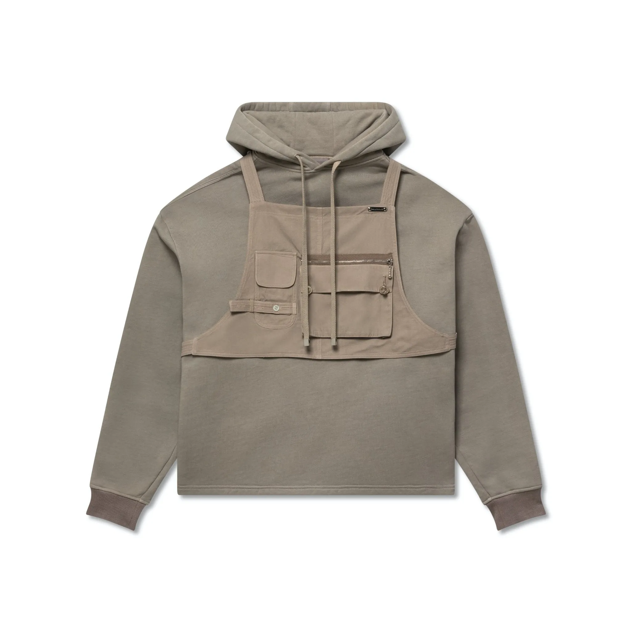 Warm Grey Pocket Vest Harness Hoodie
