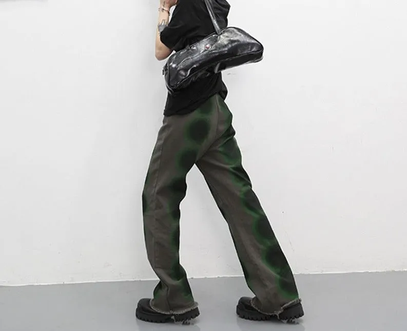 Wenkouban Y2k Aesthetics Green Jeans Japanese Harajuku Denim Pants Grunge Korean Fashion Jeans Boyfriend Vintage Distressed Jeans