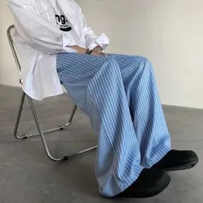 WIAOFELLAS  -  Korean light color vertical stripe pants patchwork checkered trousers couple casual grunge wide leg pants for outerwear