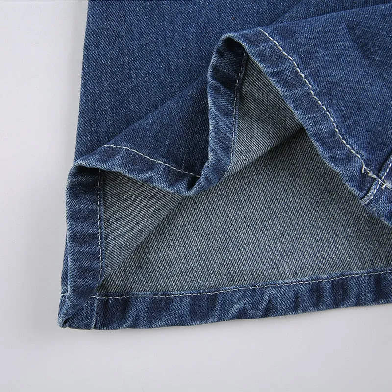 Wjczt Low Waist Denim Jeans women Vintage Cute Chic Straight Pants wide leg jwans woman Streetwear Harajuku Grunge Clothes Trousers