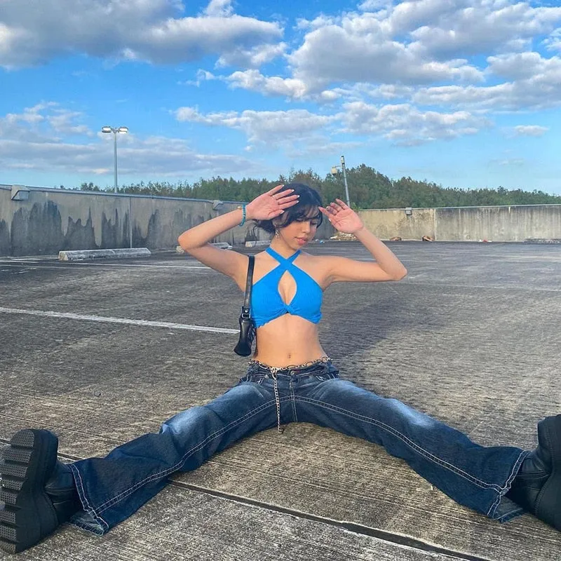Wjczt Low Waist Denim Jeans women Vintage Cute Chic Straight Pants wide leg jwans woman Streetwear Harajuku Grunge Clothes Trousers