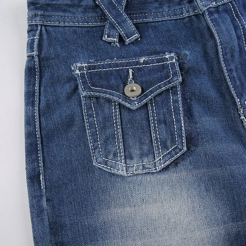 Wjczt Low Waist Denim Jeans women Vintage Cute Chic Straight Pants wide leg jwans woman Streetwear Harajuku Grunge Clothes Trousers
