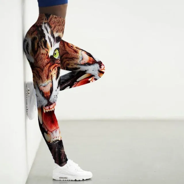 Wjczt Sport Leggings Women 3D Tiger Printed High Waist Tights Yoga Pants Gym Clothing Femme Workout Leggins Ladies Leginsy Damskie