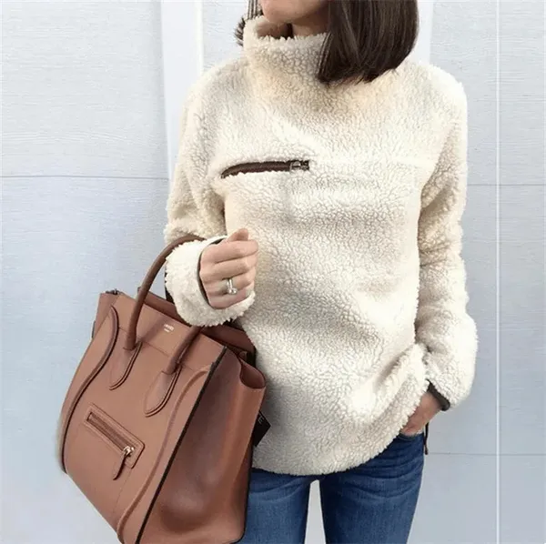 Women's Casual Turtleneck Jumper with Zipper | Ideal for Autumn/Winter