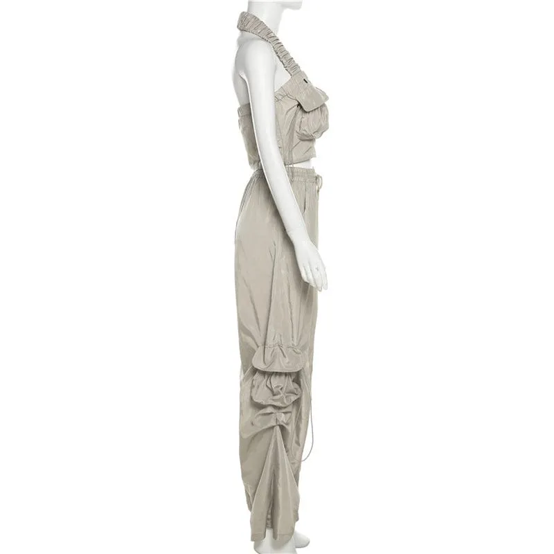 Women's Grunge Big-pocket Drawstring Casual Pants