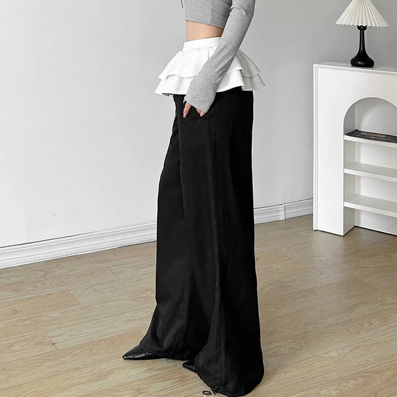 Women's Grunge Contrast Color Ruffled Pants