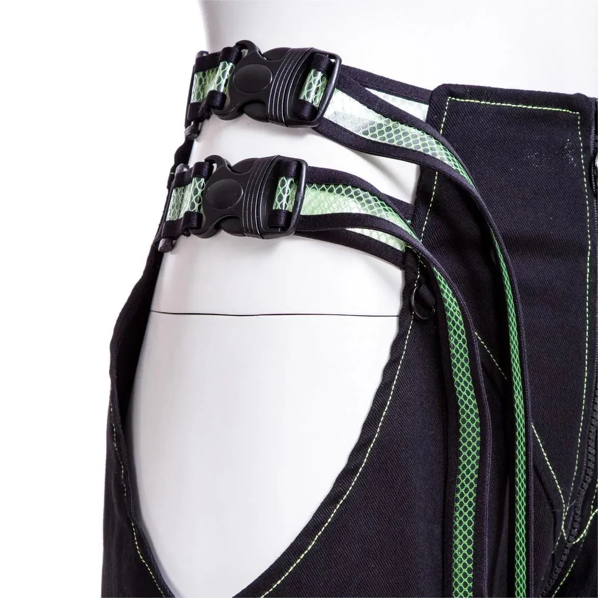Women's Grunge Cutout  Straps Pants Green