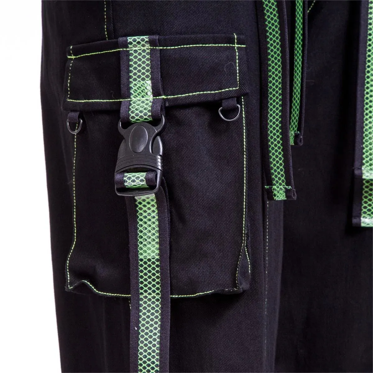 Women's Grunge Cutout  Straps Pants Green