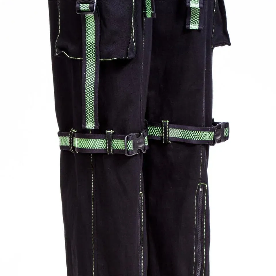Women's Grunge Cutout  Straps Pants Green