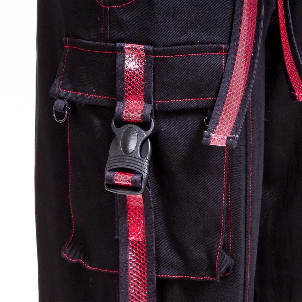Women's Grunge Cutout Straps Pants Red