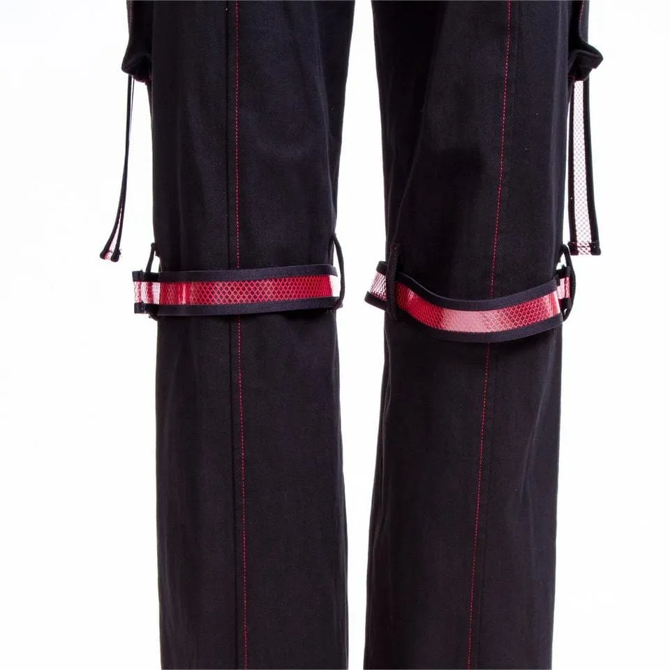 Women's Grunge Cutout Straps Pants Red