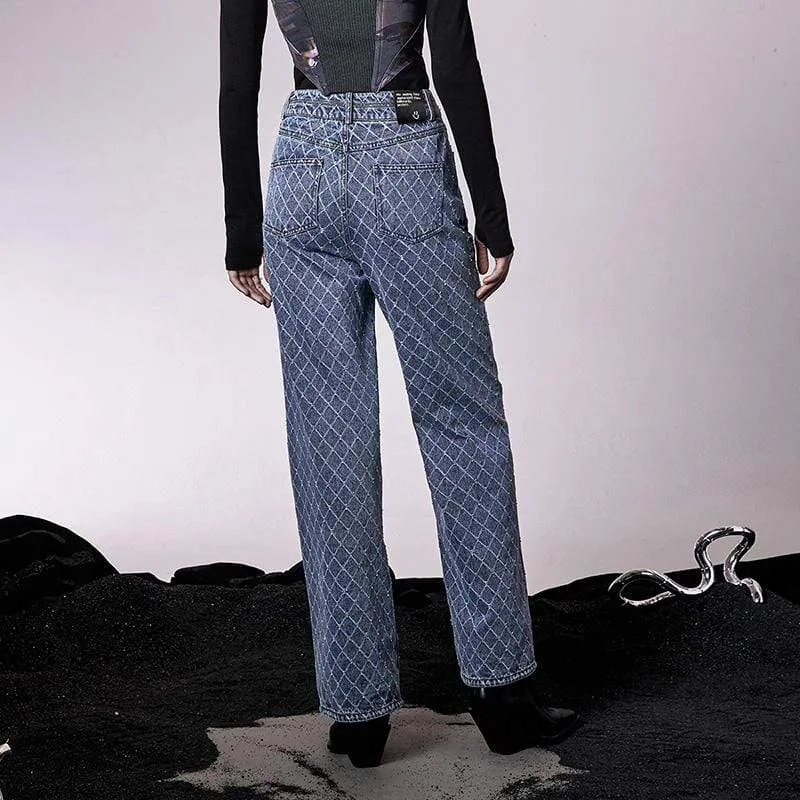 Women's Grunge Diamond Denim Pants