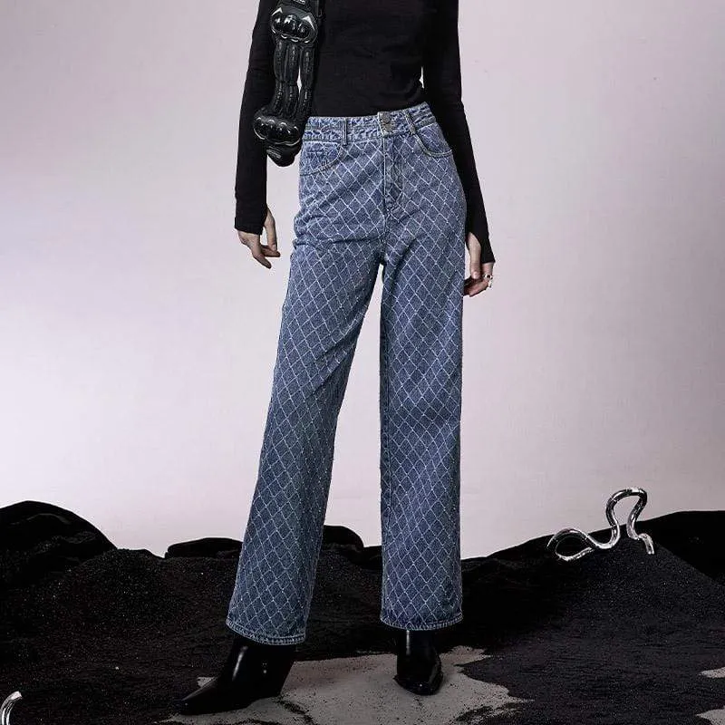 Women's Grunge Diamond Denim Pants
