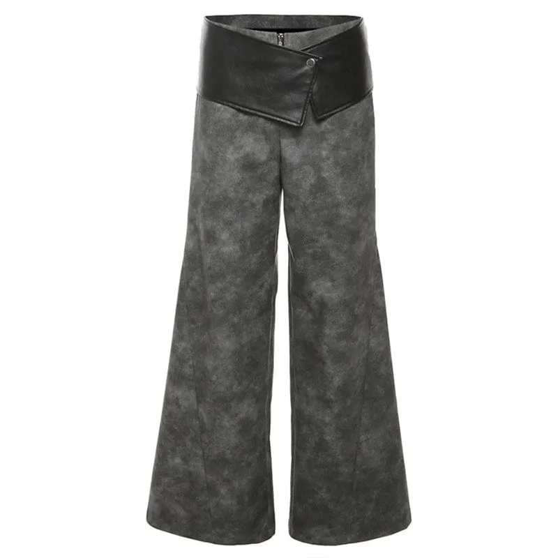Women's Grunge Faux Leather Loose Pants