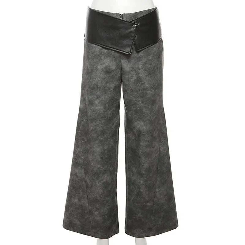 Women's Grunge Faux Leather Loose Pants
