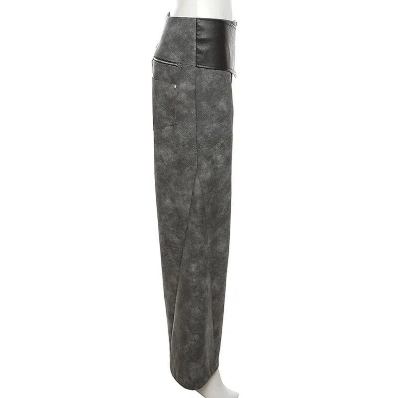 Women's Grunge Faux Leather Loose Pants