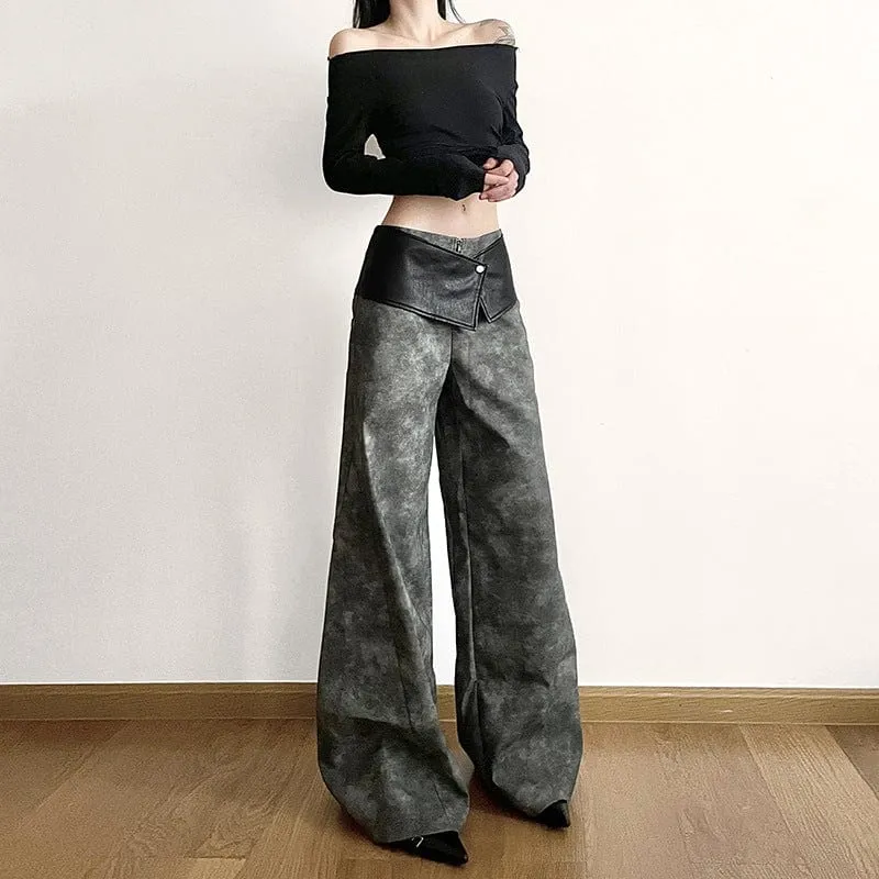 Women's Grunge Faux Leather Loose Pants