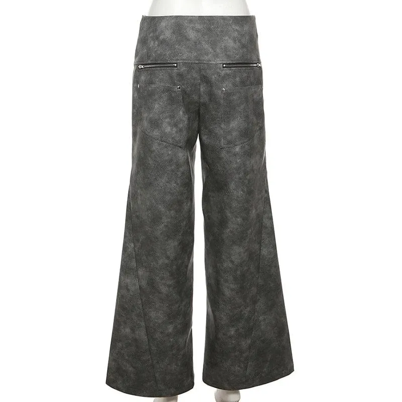 Women's Grunge Faux Leather Loose Pants