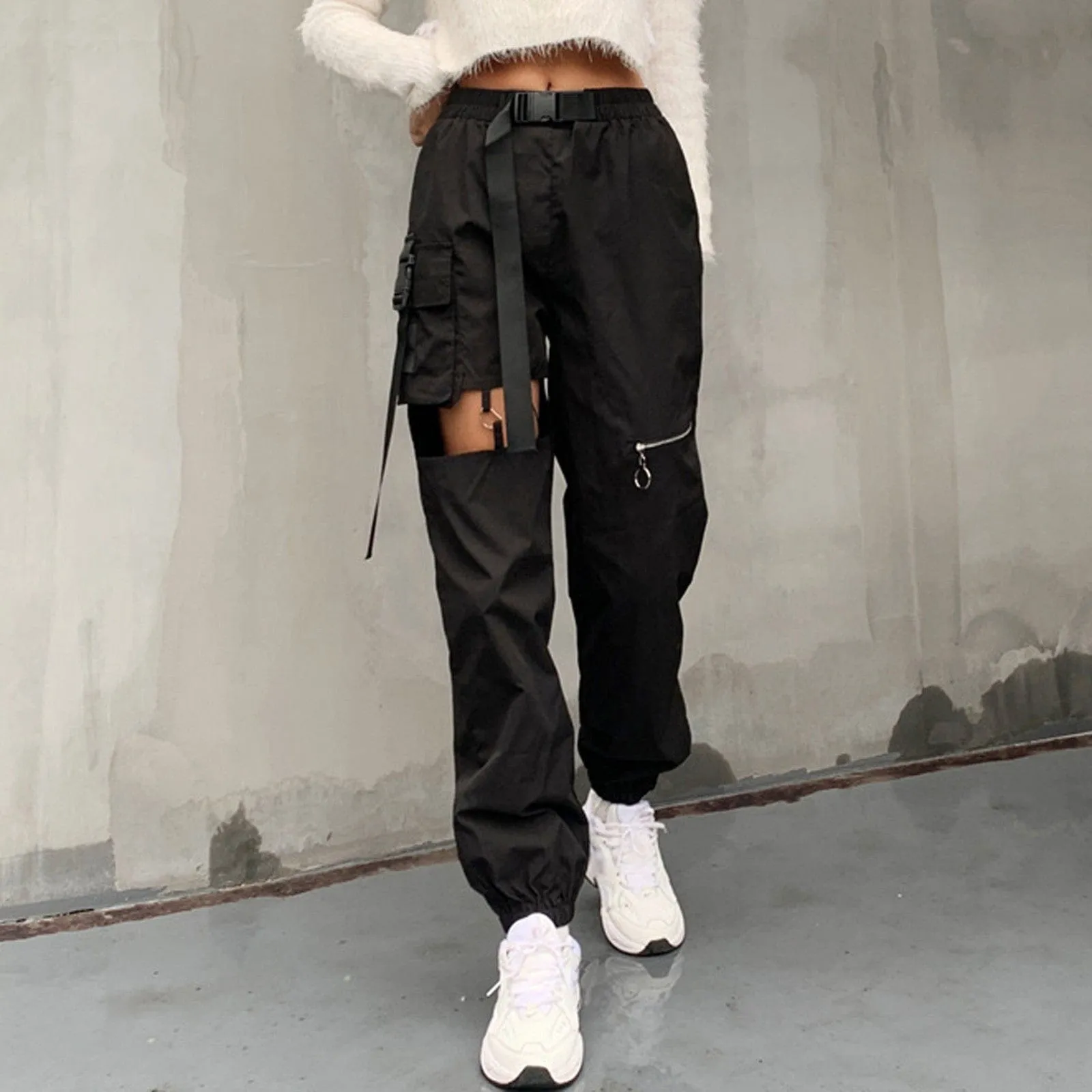 Women's Punk Ripped Cargo Pants