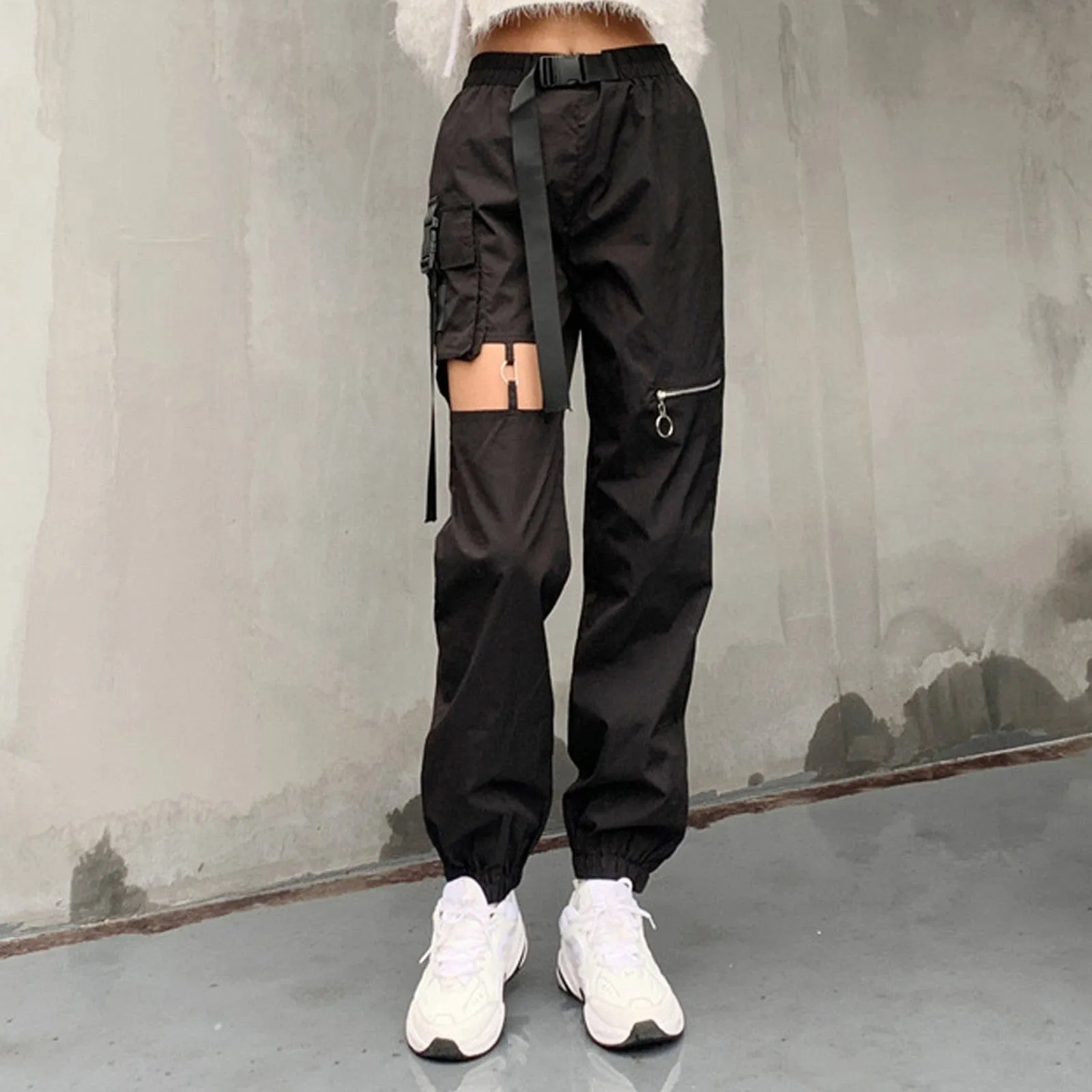 Women's Punk Ripped Cargo Pants