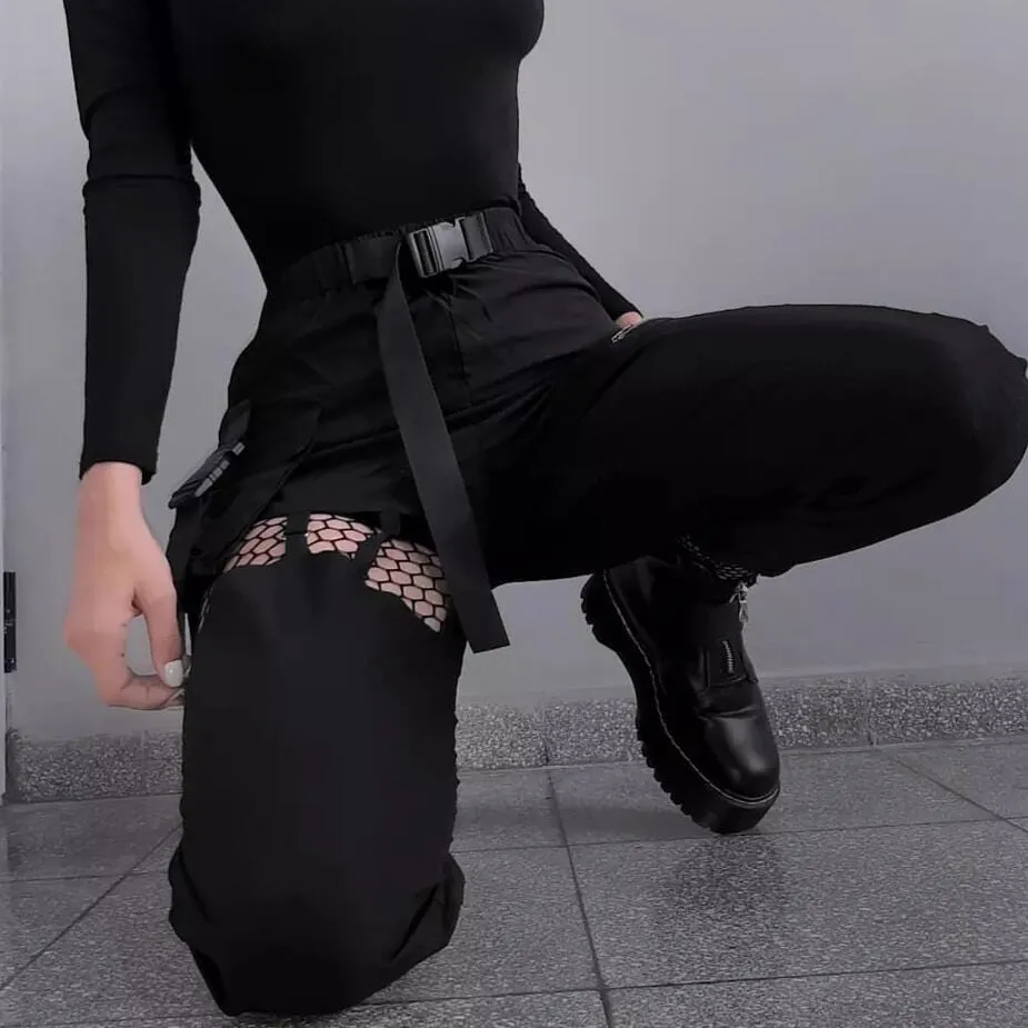 Women's Punk Ripped Cargo Pants