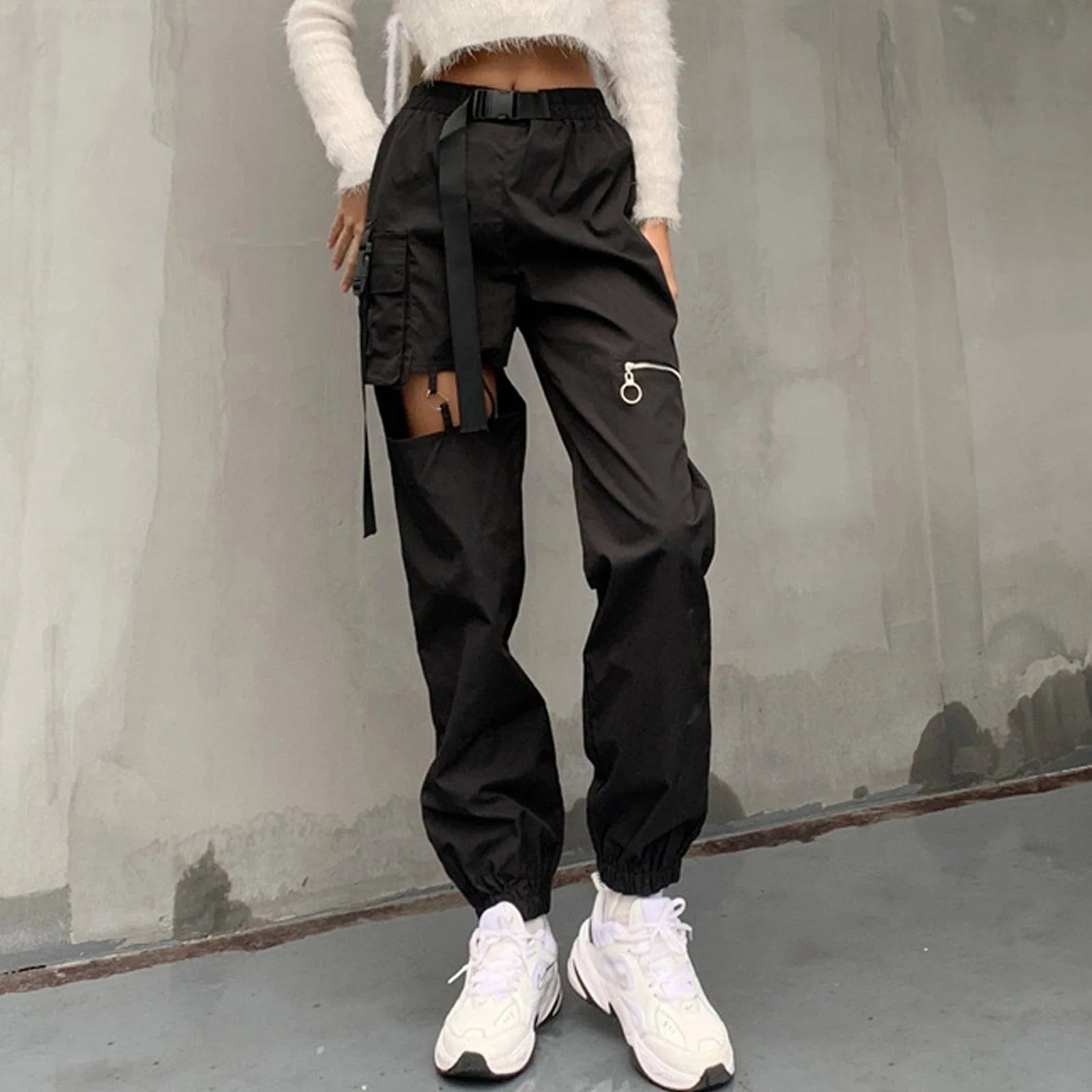 Women's Punk Ripped Cargo Pants