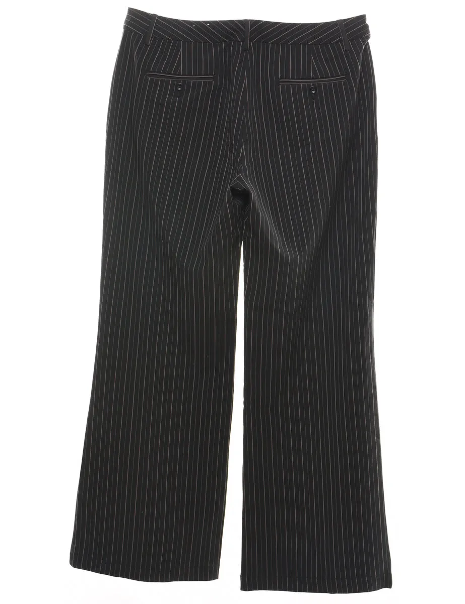 Y2K Pinstriped Black Trousers - W35 L28