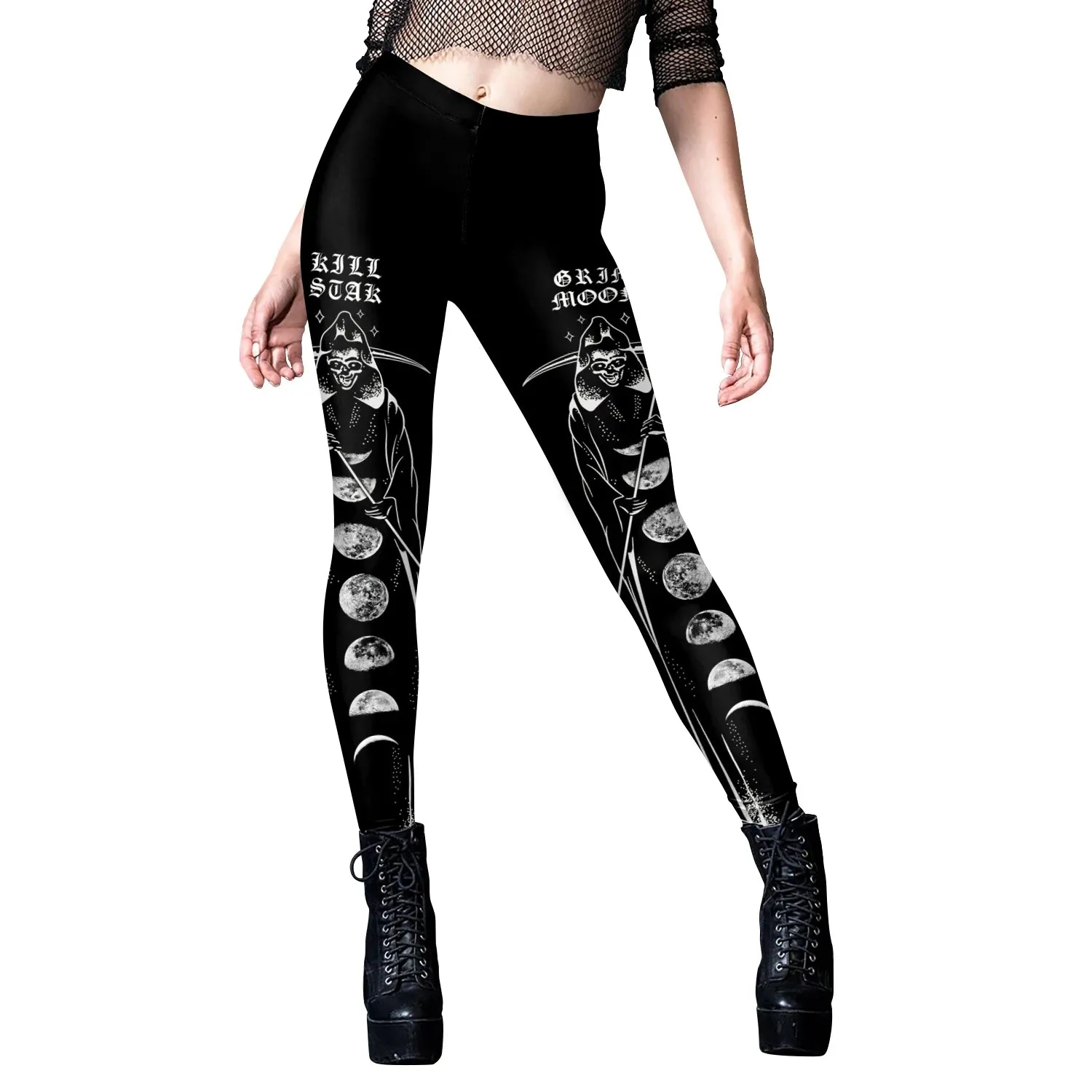 [You're My Secret] 2024 HOT Gothic Leggings For Women Ouija Workout Pants Dark Grunge Black Cat Skull Leggins Devil Satan Legins